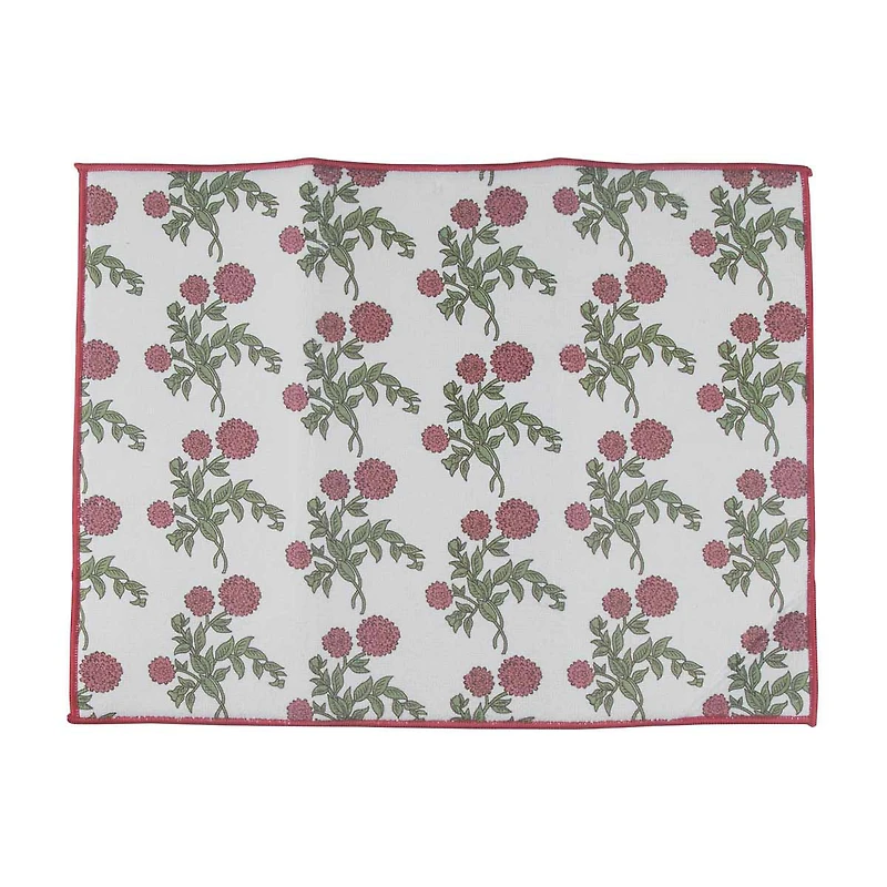Holly Williams Red Floral Drying Mat, 15 in x 20 in
