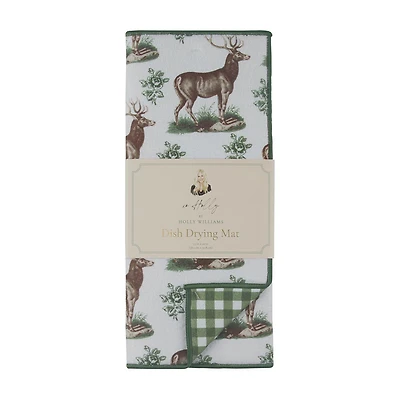 Holly Williams Green Deer Print Drying Mat, 15 in x 20 in