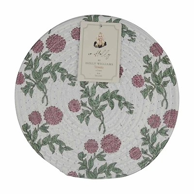 Holly Williams Fall Floral and Solid Round Trivet, 8 in, 2 ct