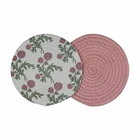 Holly Williams Fall Floral and Solid Round Trivet, 8 in, 2 ct