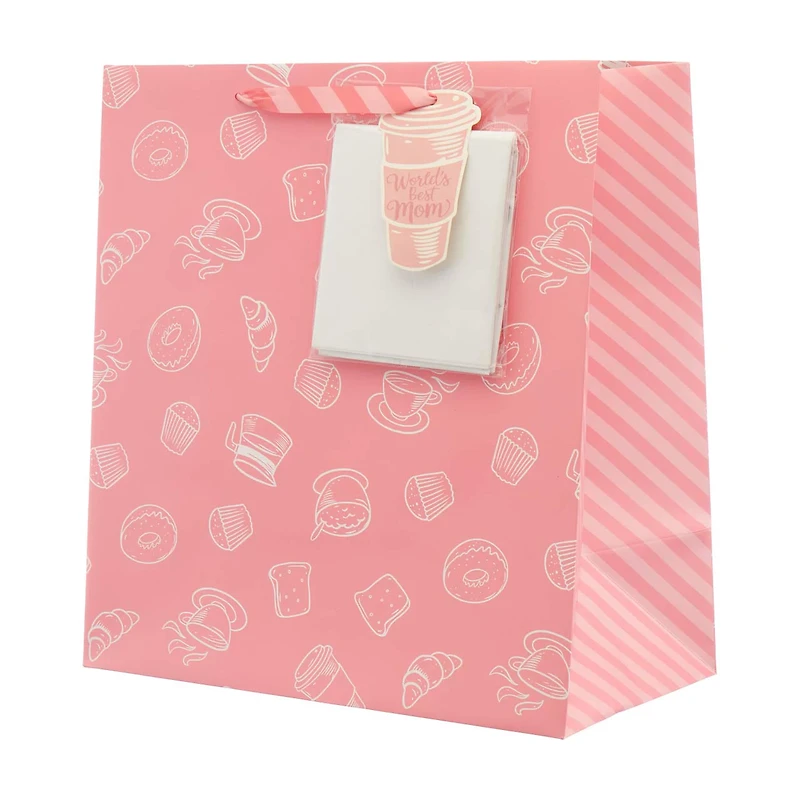 'World Best Mom' Mother's Day Breakfast-Print Gift Bag Set, Extra Large