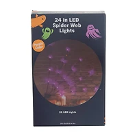 Halloween Purple LED Spider Web Lights Décor, 24 in