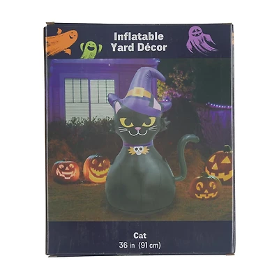 Halloween Blow Up Cat Shaped Inflatable Yard Décor, 36 in