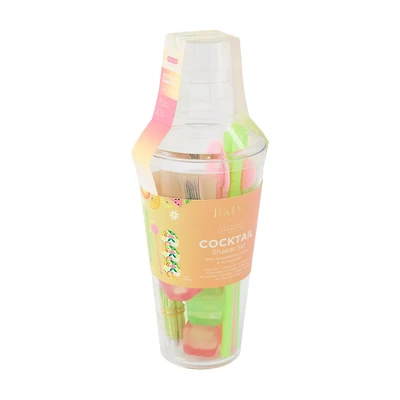 BKLYN Summer Multicolor Cocktail Shaker Set, 25 fl oz, 33 ct