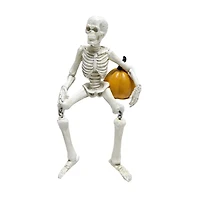 Large Seated Skeleton with Dangle Legs and Pumpkin