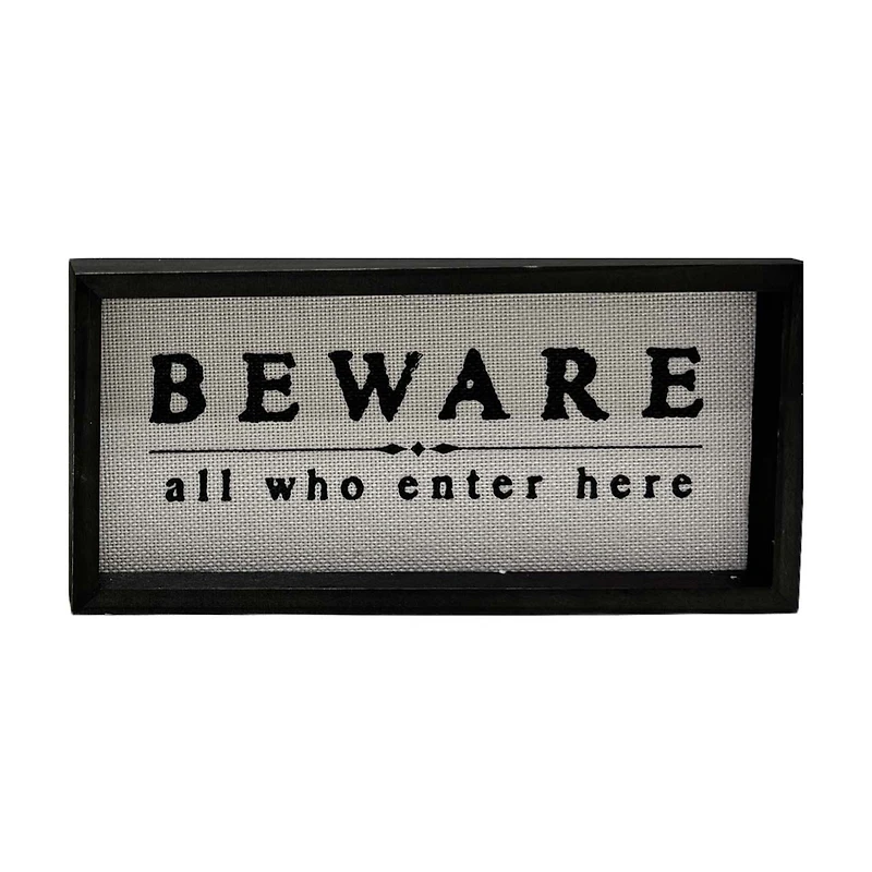 "Beware All Who Enter Here" Linen Box Top Decor