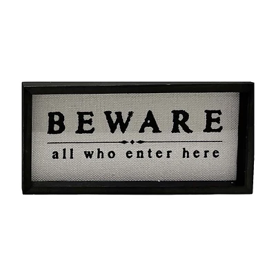 "Beware All Who Enter Here" Linen Box Top Decor