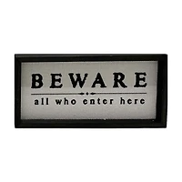 "Beware All Who Enter Here" Linen Box Top Decor
