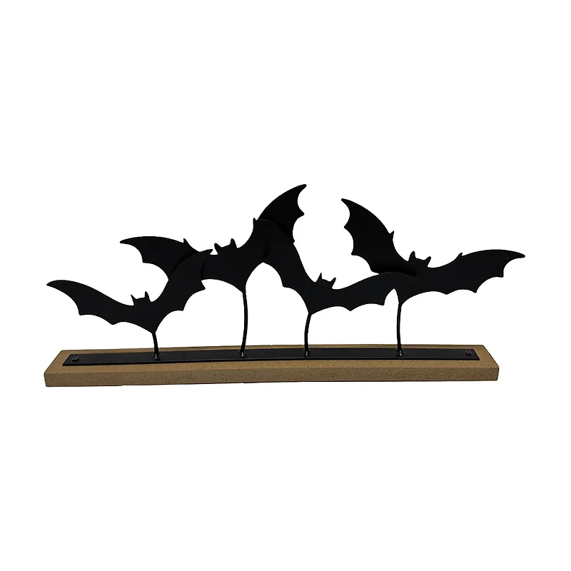 Metal Bats on Wooden Stand, 18x8 in