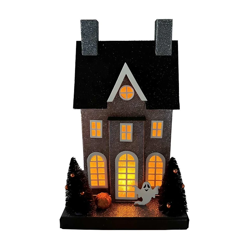 Glittery Haunted House Tabletop Decor