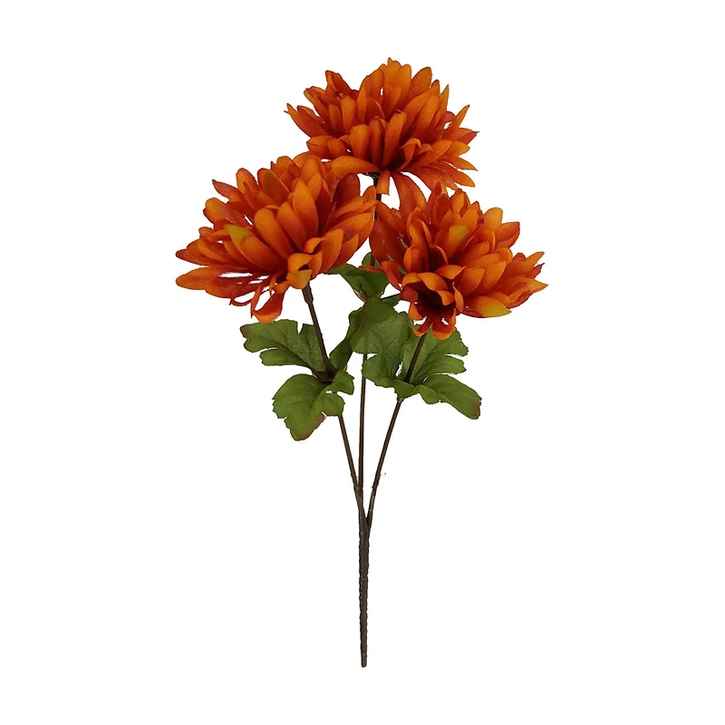Fall Harvest Orange Artificial Mum Bush, 13 in