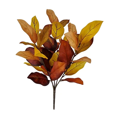 Fall Brown Artificial Magnolia Leaf Bush, 20 in