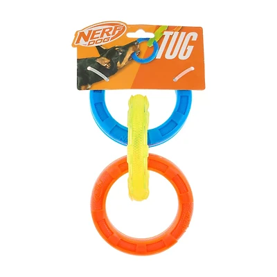 Nerf Blue, Orange & Yellow Tug Rings Dog Toy