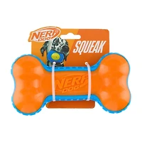 Nerf Orange & Blue TPR Squeaker Bone Dog Toy
