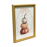 Fall Stacked Pumpkin Glass Art with Gold Frame, 12x16 in