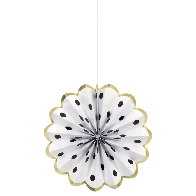 Black, White & Gold Decorative Paper Fans, 5 pc