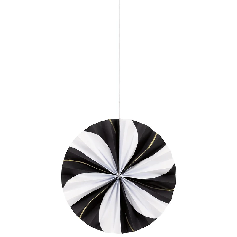 Black, White & Gold Decorative Paper Fans, 5 pc