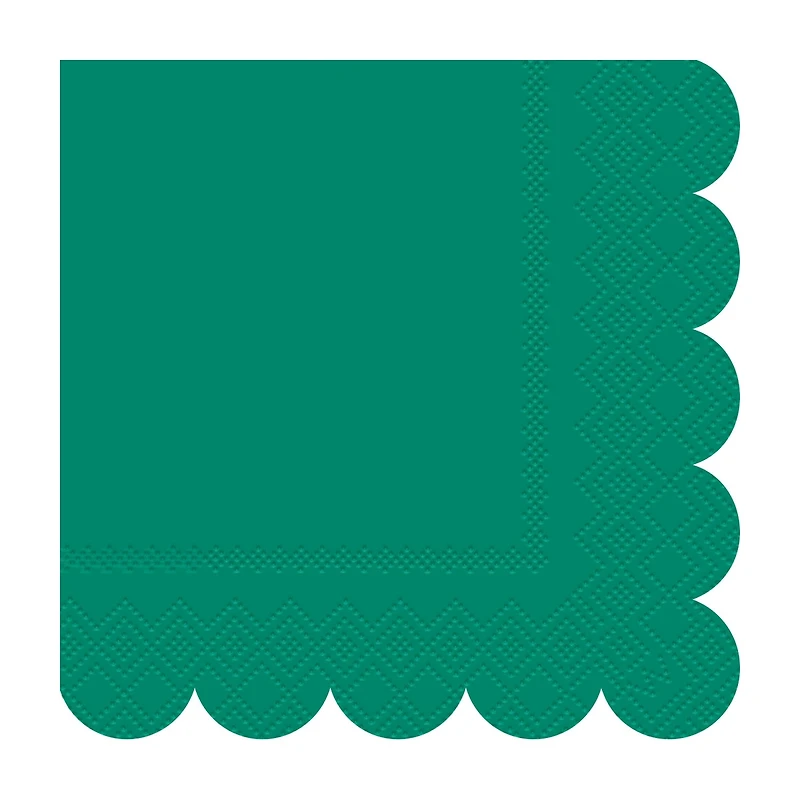 Green/Blue Scalloped Napkins, 3 Assorted Shades