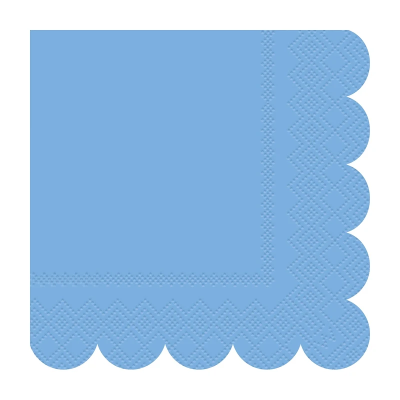 Green/Blue Scalloped Napkins, 3 Assorted Shades