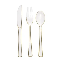 Premier Stylz White & Gold Plastic Cutlery, 18 ct
