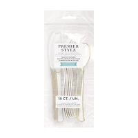 Premier Stylz White & Gold Plastic Cutlery, 18 ct