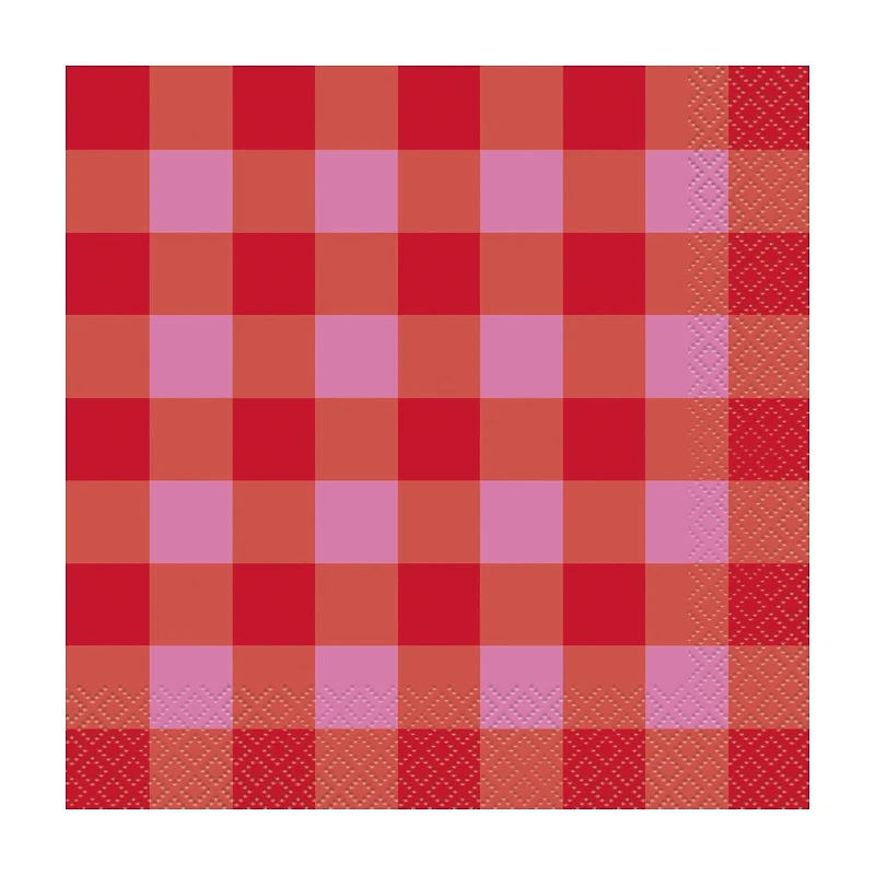 Red & Pink Checkered Lunch Napkin, 16 ct