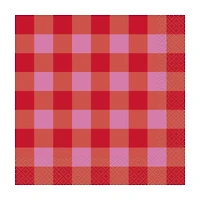 Red & Pink Checkered Lunch Napkin, 16 ct
