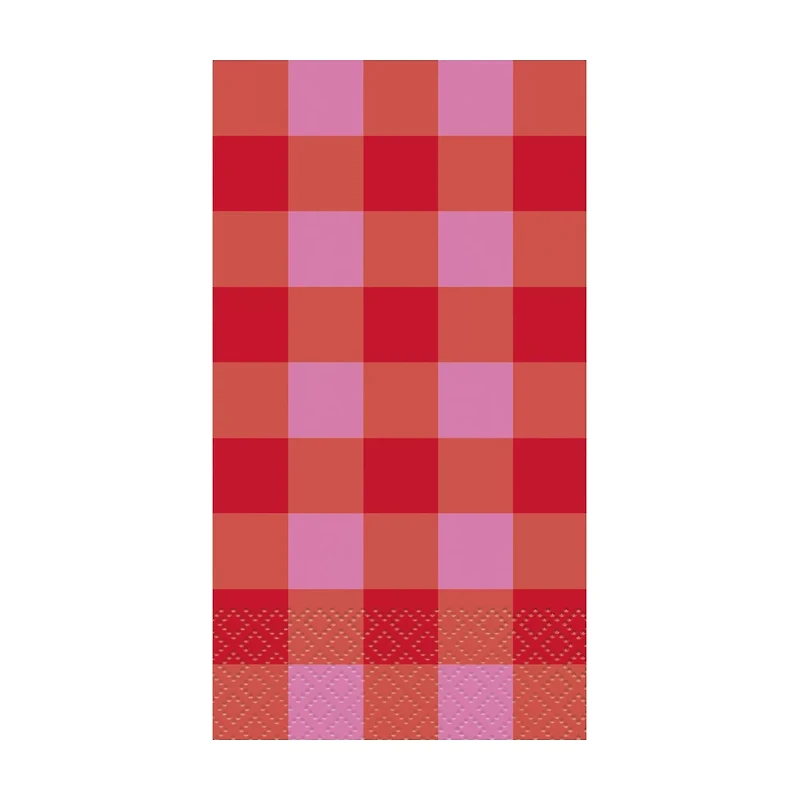 Red & Pink Checkered Guest Napkin, 16 ct