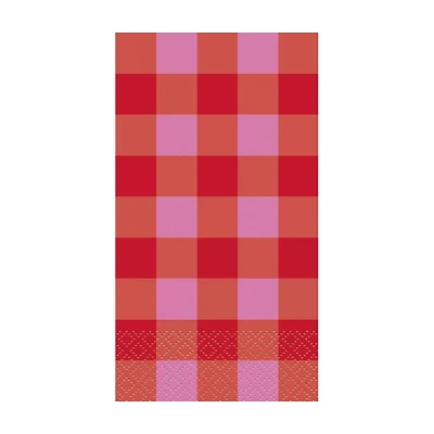 Red & Pink Checkered Guest Napkin, 16 ct