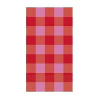 Red & Pink Checkered Guest Napkin, 16 ct