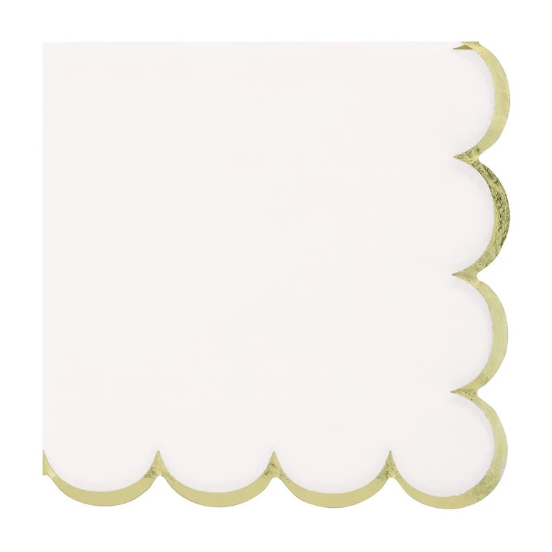White/Gold Scalloped Lunch Napkins, 16 ct