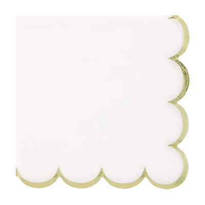 White/Gold Scalloped Lunch Napkins, 16 ct
