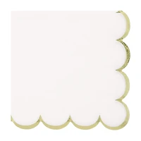 White/Gold Scalloped Lunch Napkins, 16 ct