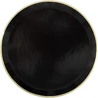 Black with Gold Trim Round Paper Plates, 9 in, 8 ct