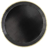 Black with Gold Trim Round Paper Plates, 7 in, 8 ct