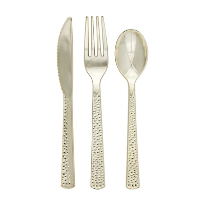 Premier Stylz Hammered Gold Cutlery, 24 pk