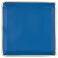 Blue with Gold Trim Square Paper Plates, 7 in, 8 ct