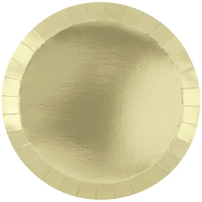 Gold Foil Round Paper Plates, 7 in, 8 ct
