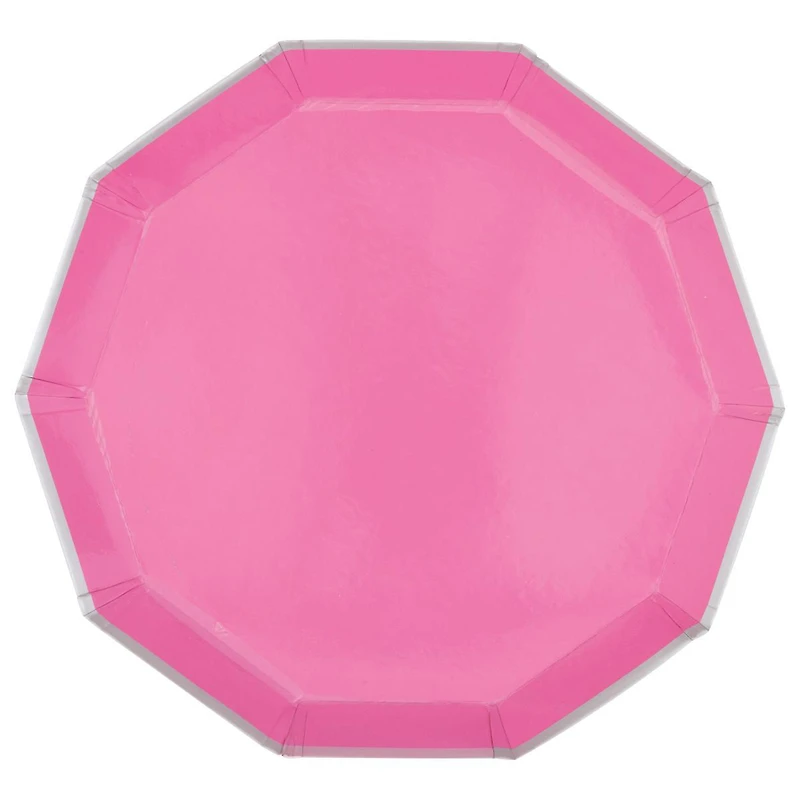 Pink Peony Hexagon Shaped Paper Plates, 7 in, 8 ct
