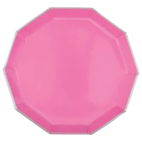 Pink Peony Hexagon Shaped Paper Plates, 7 in, 8 ct