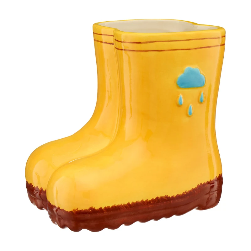 Yellow Ceramic Boot Planter