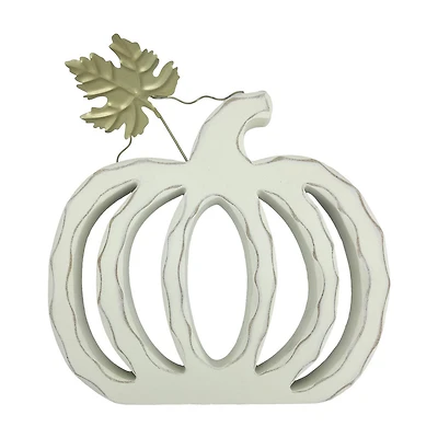 Fall Harvest White Wooden Pumpkin Cutout, Large