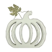 Fall Harvest White Wooden Pumpkin Cutout, Large