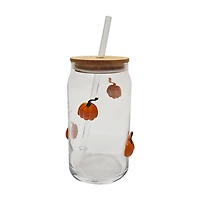 Harvest Clear Glass Sipper with Pumpkin Figurine, 16 oz
