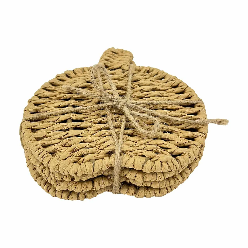 Harvest Paper Rope Pumpkin Coasters, 5x5 in, 4 pk