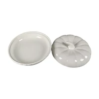 White Ceramic Pumpkin Shape Pie Holder With Lid