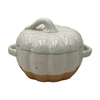 Fall Harvest White Pumpkin-Shaped Ceramic Cookie Jar