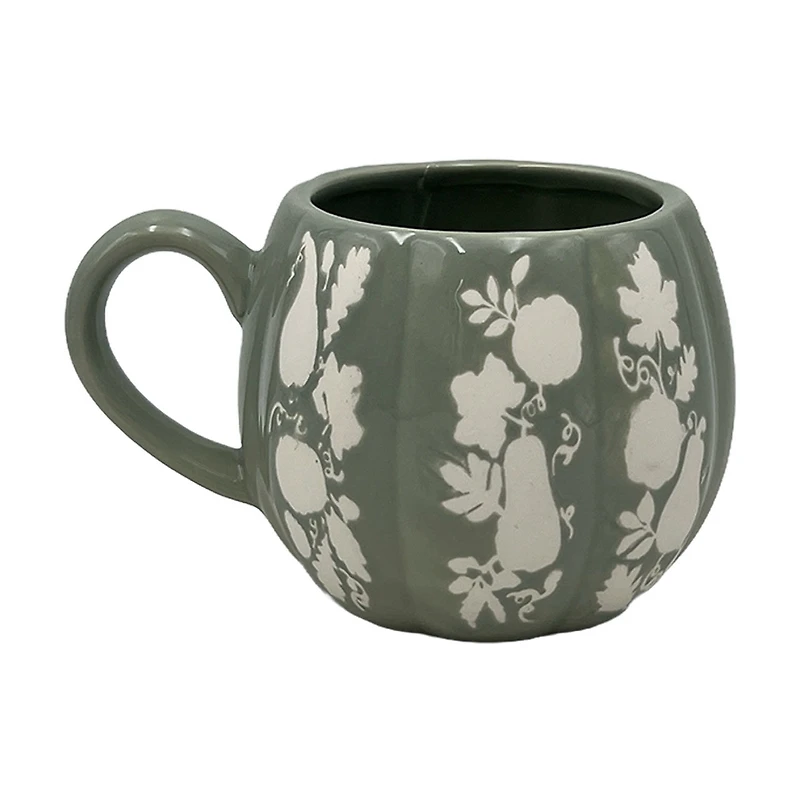 Harvest Green Pumpkin-Shaped Ceramic Mug