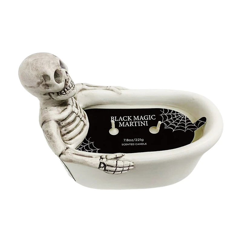Black Magic Martini Skeleton Tub Ceramic Candle, 7.4 oz