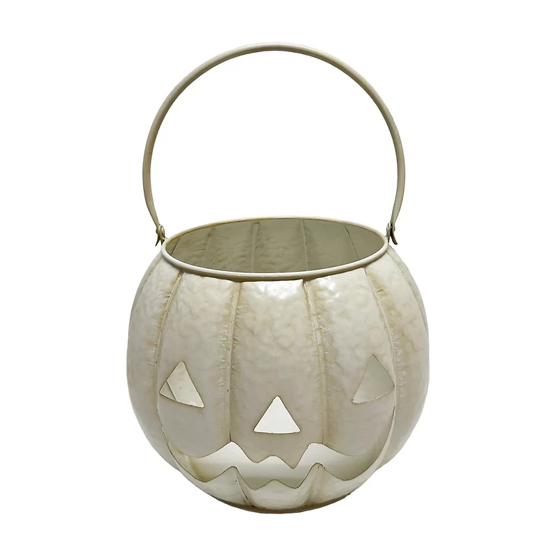 Halloween Cream Jack-O-Lantern Pumpkin Basket